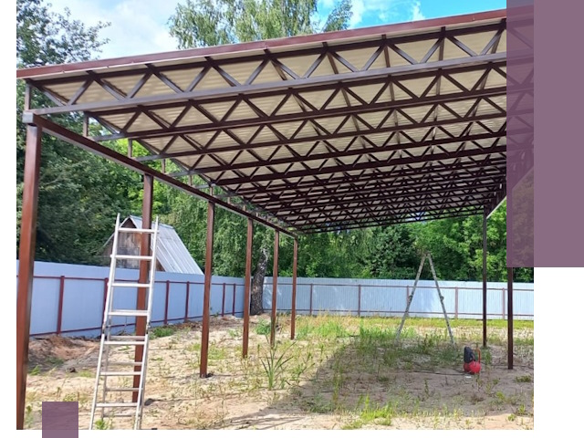 Односкатные навесы под ключ в Новоуральске — изготовление и монтаж