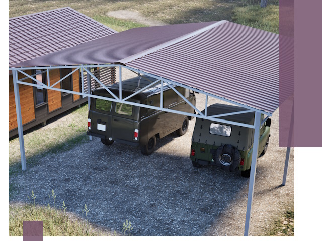 Двускатные навесы под ключ в Новоуральске — изготовление и монтаж